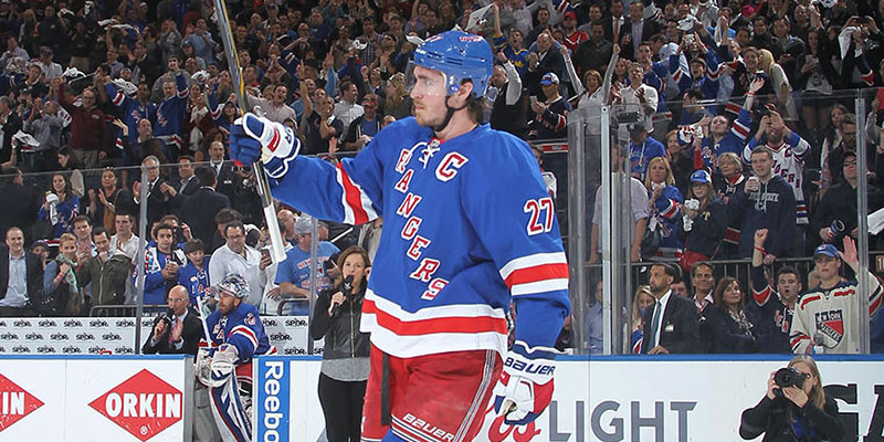 May 8, 2015: The New York Rangers face the Washington Capitals during Game 5 of the second round of the Stanley Cup Playoffs at Madison Square Garden in New York City.