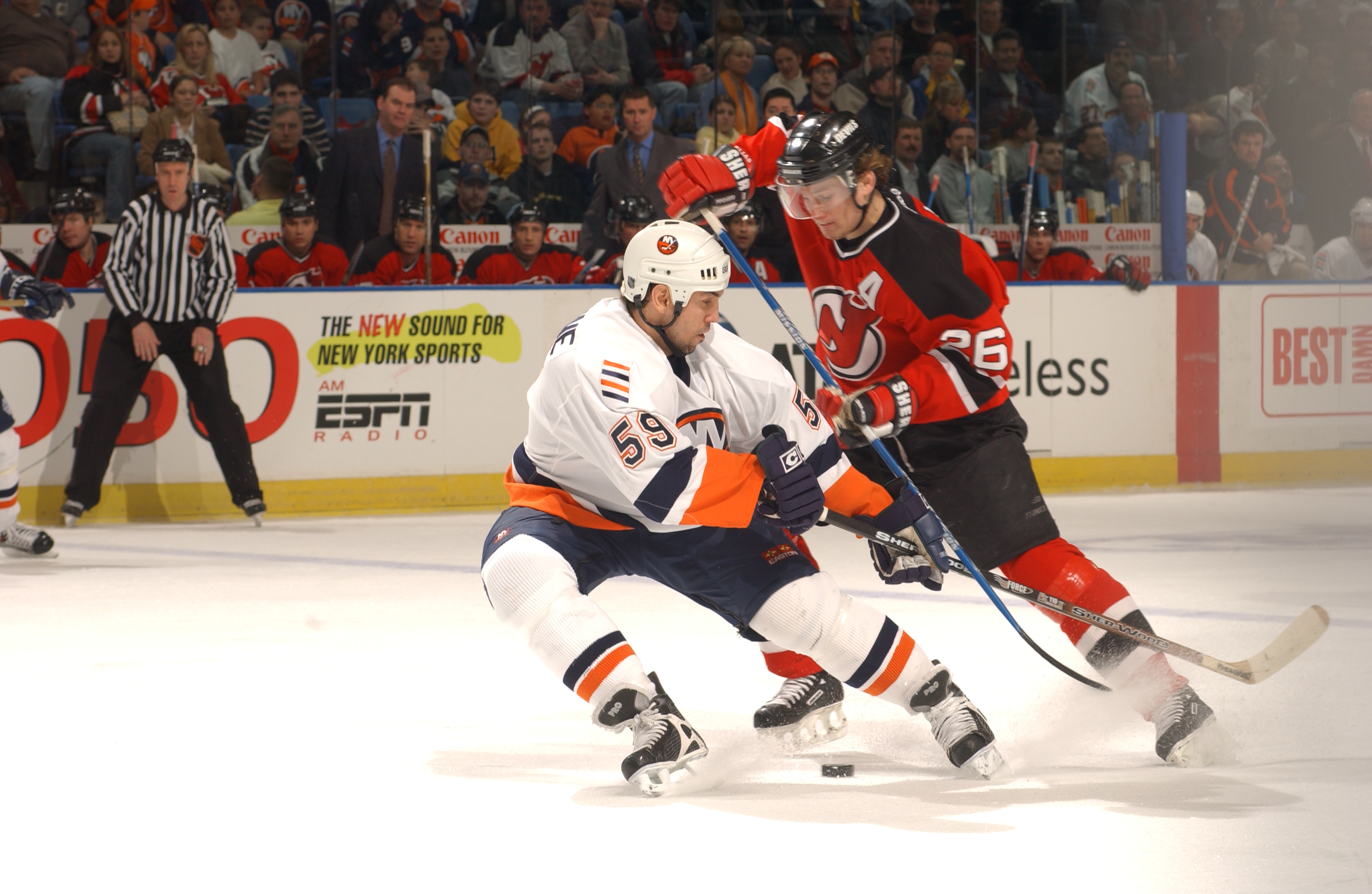 2003 Season: Alain Nasreddine of the New York Islanders. (Photo by Bruce Bennett Studios/Getty Images)